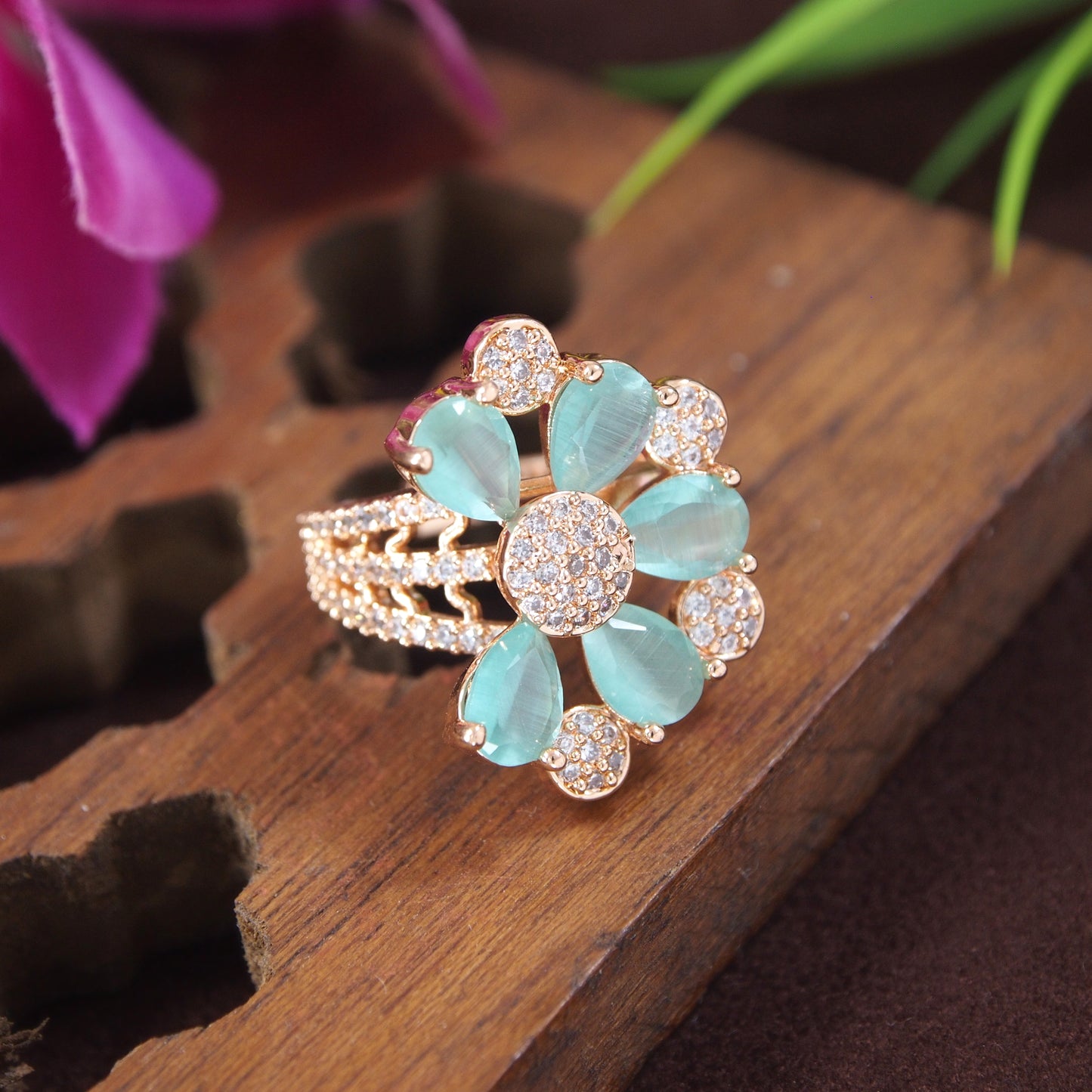 Zircon Diamond Ring