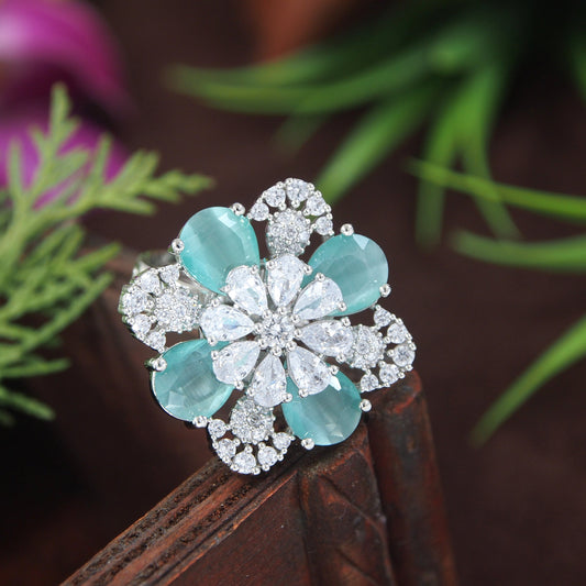 Zircon Mint Silver Diamond Ring