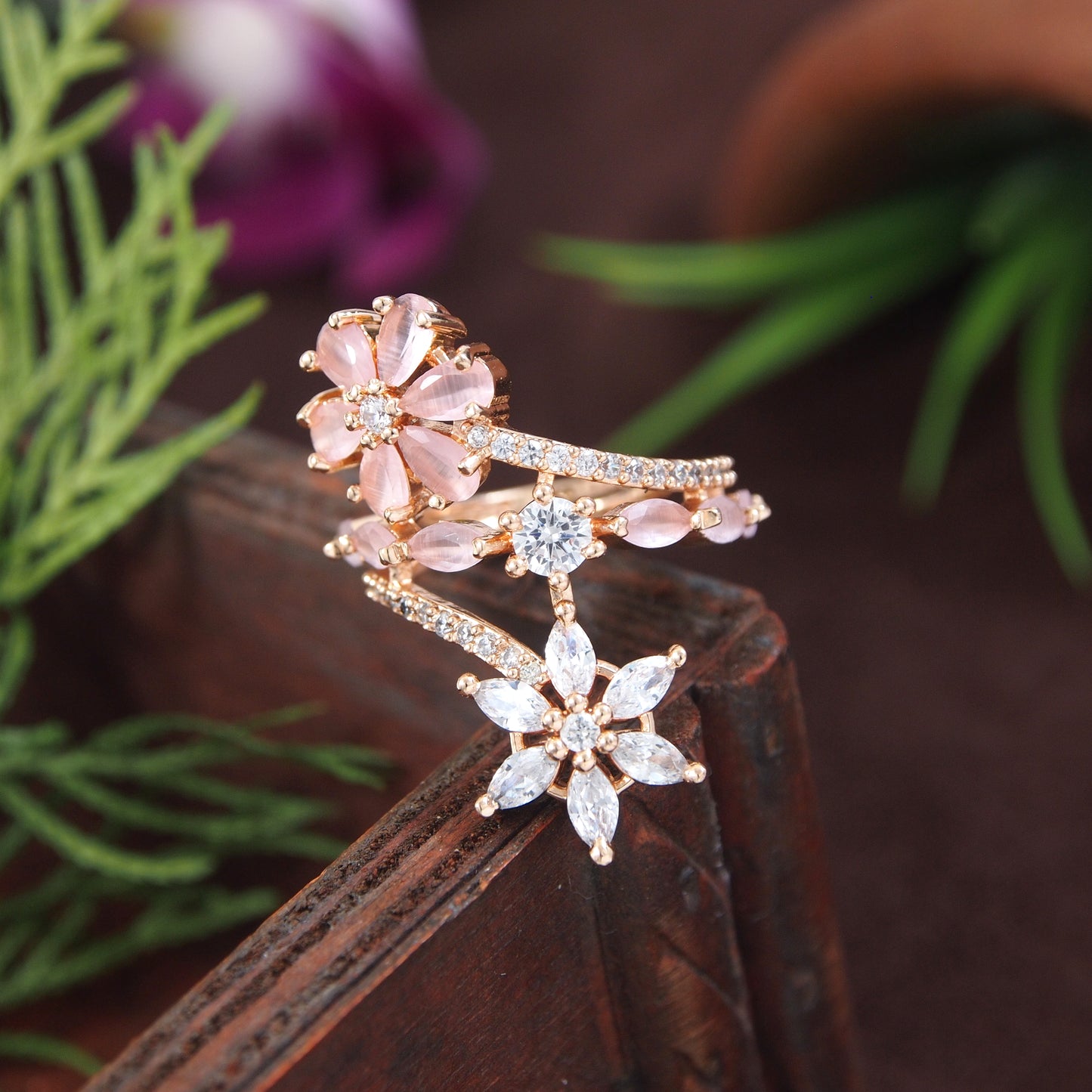 Zircon Rose Gold Diamond Ring