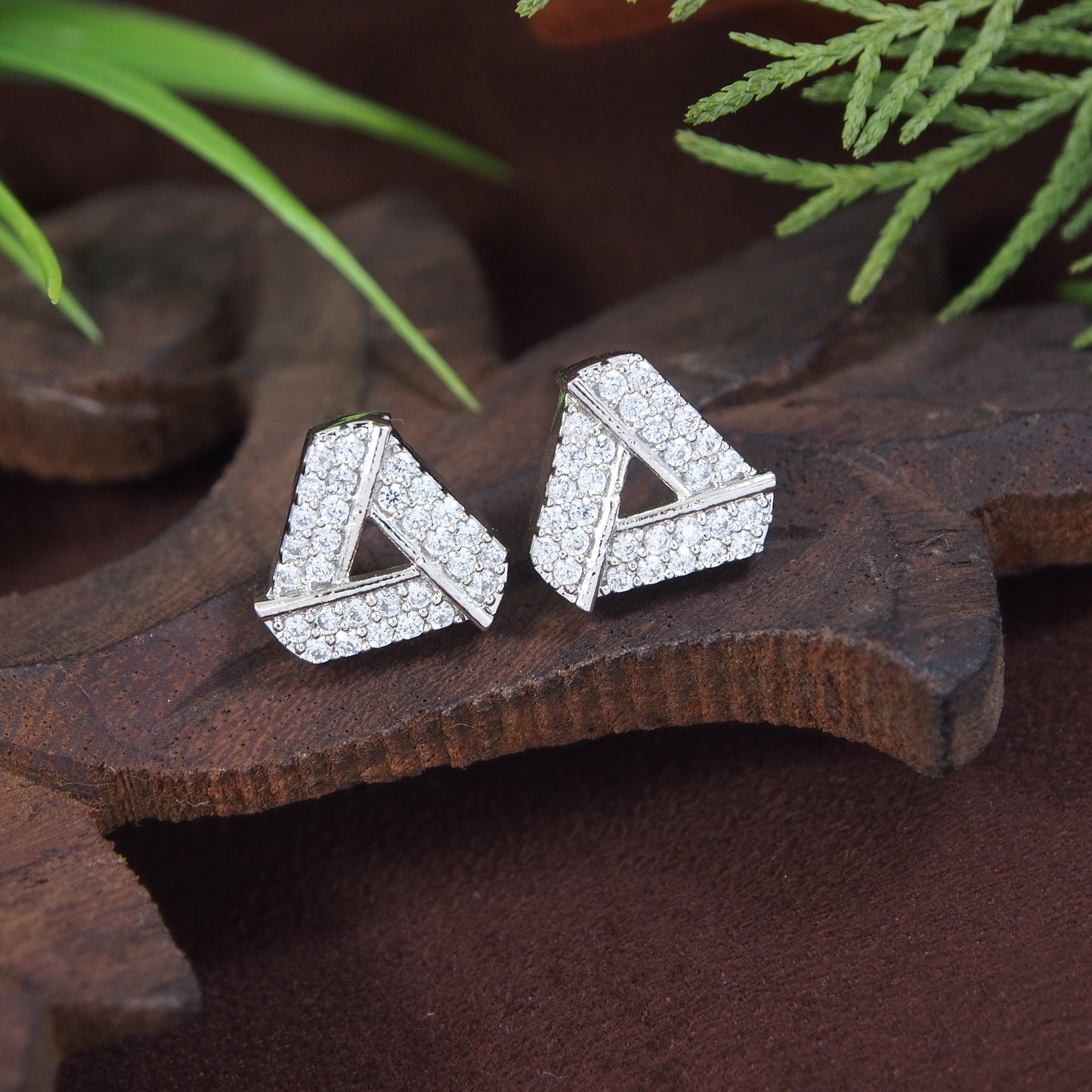 AD Silver-Plated Triangle Studs