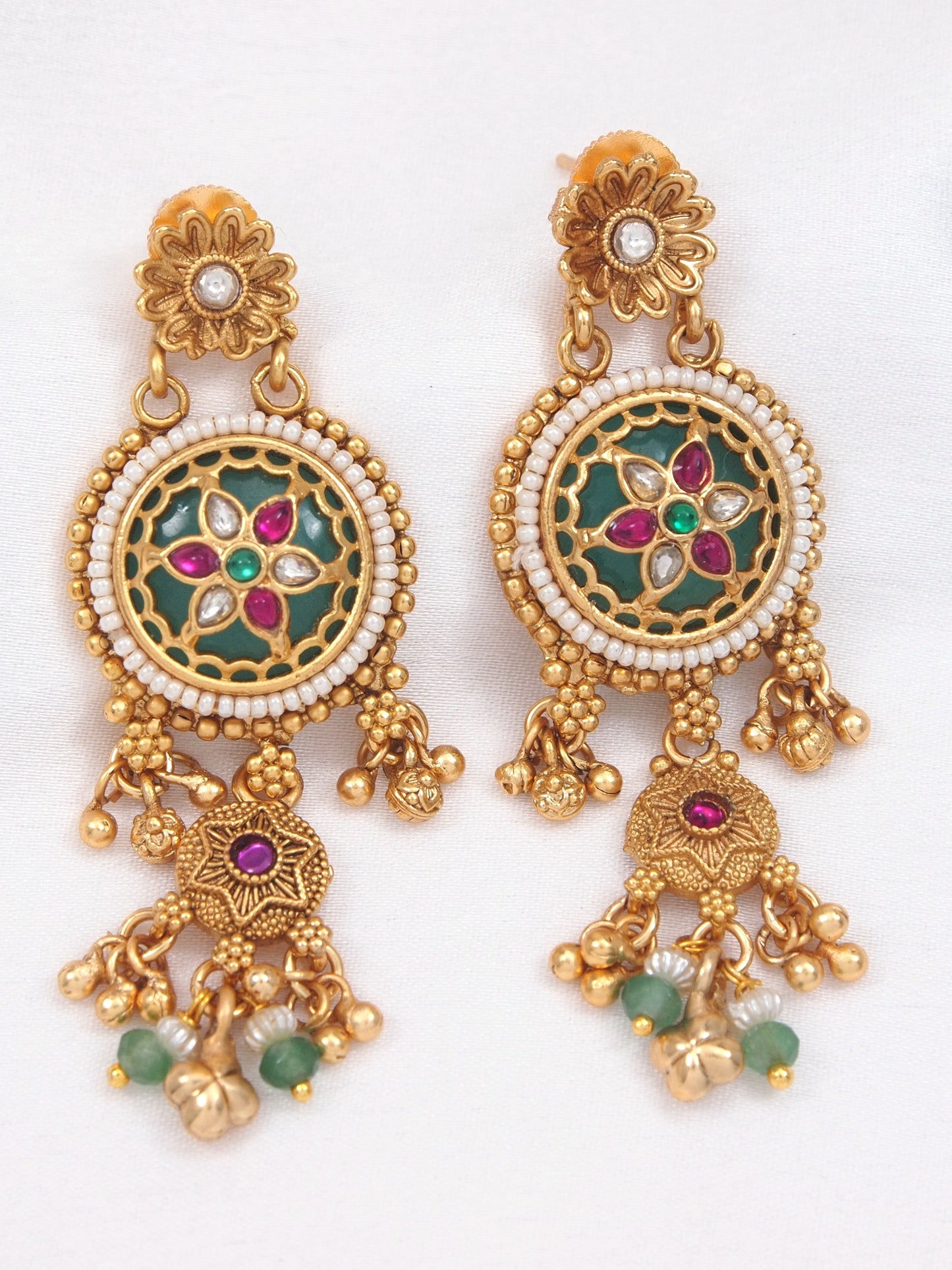 Women Heritage Rani Haar Long Necklace Set with Earrings – Antique Gold Plated