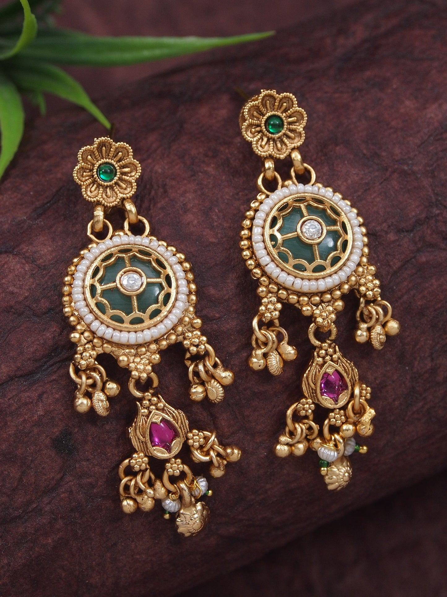 Heritage Inspired Antique Gold-Plated Statement Necklace & Earrings Set