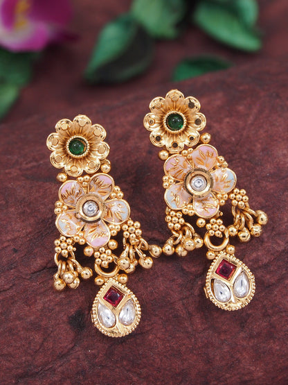 Orna Gold-plated Plated Brass Traditional Kundan and Pearl Choker Necklace Set for Women (Copy)