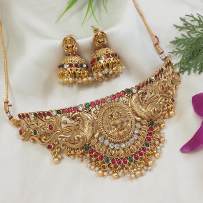 Antique Gold-Plated Temple Choker Necklace Set