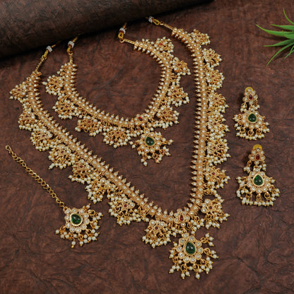Traditional Gold Plated Combo Bridal Necklace Set