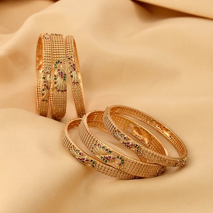 Antique Matte Gold Finish Bangle Set – Pack of 6