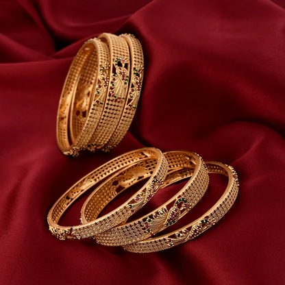 Antique Matte Gold Finish Bangle Set – Pack of 6