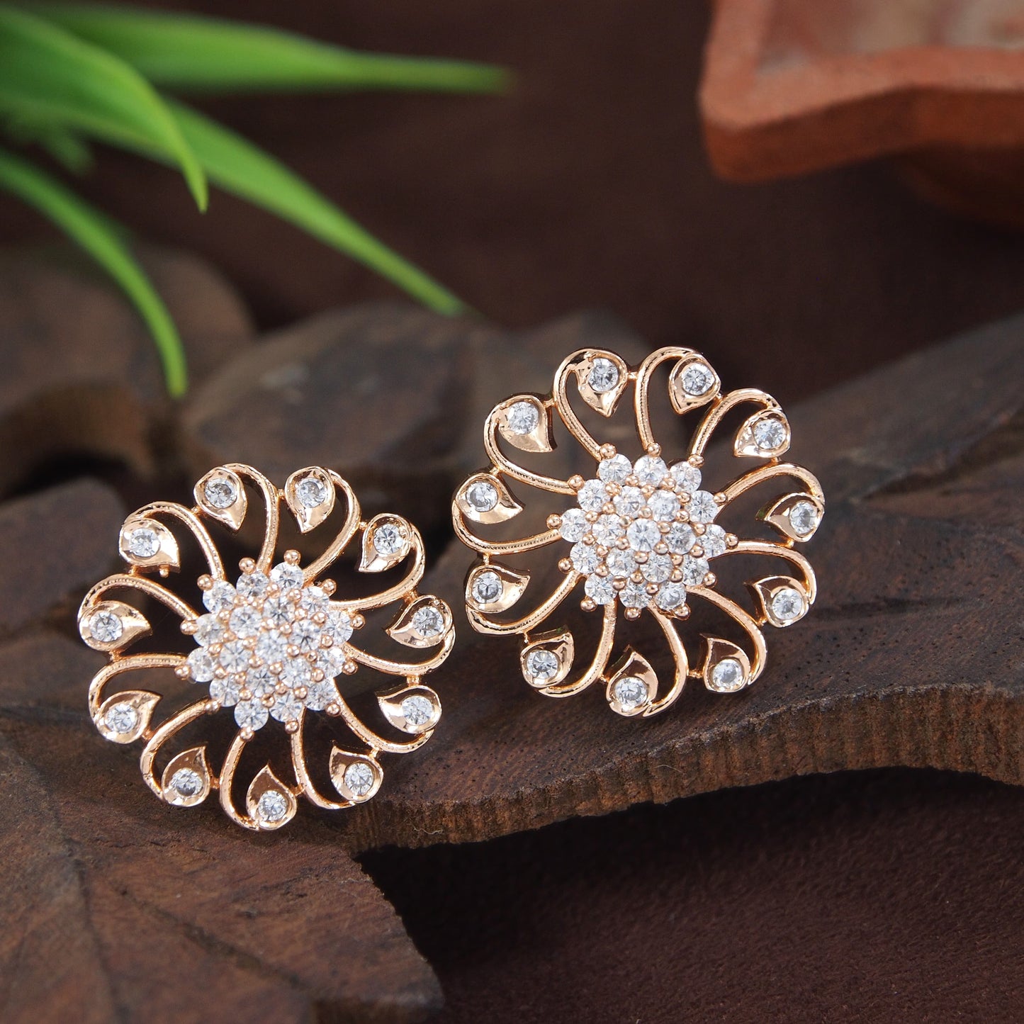 Zircon AD Rose Gold Flower Tops