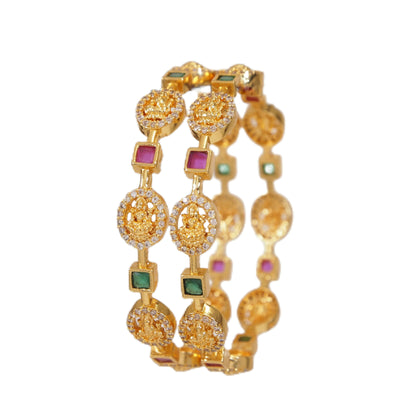 American Diamond Laxmi Temple Brass Bangle
