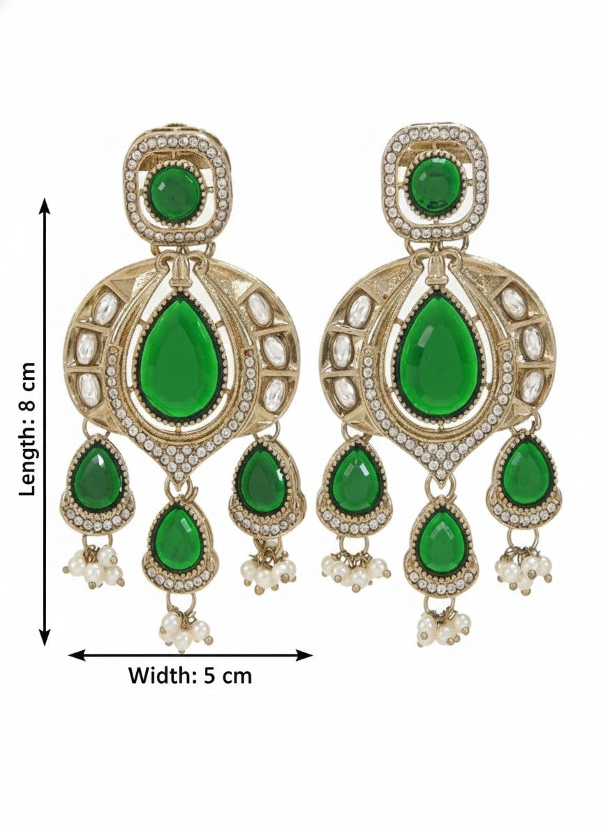 Traditional Chandbali Earrings with Pearl Drops