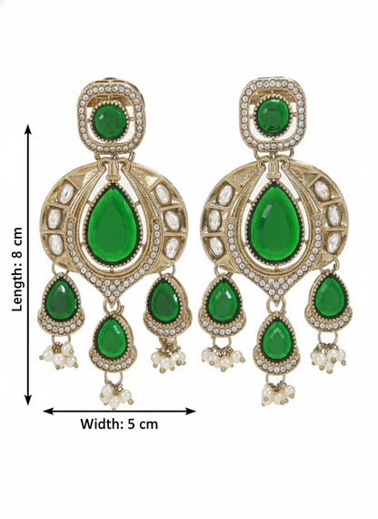 Traditional Chandbali Earrings with Pearl Drops