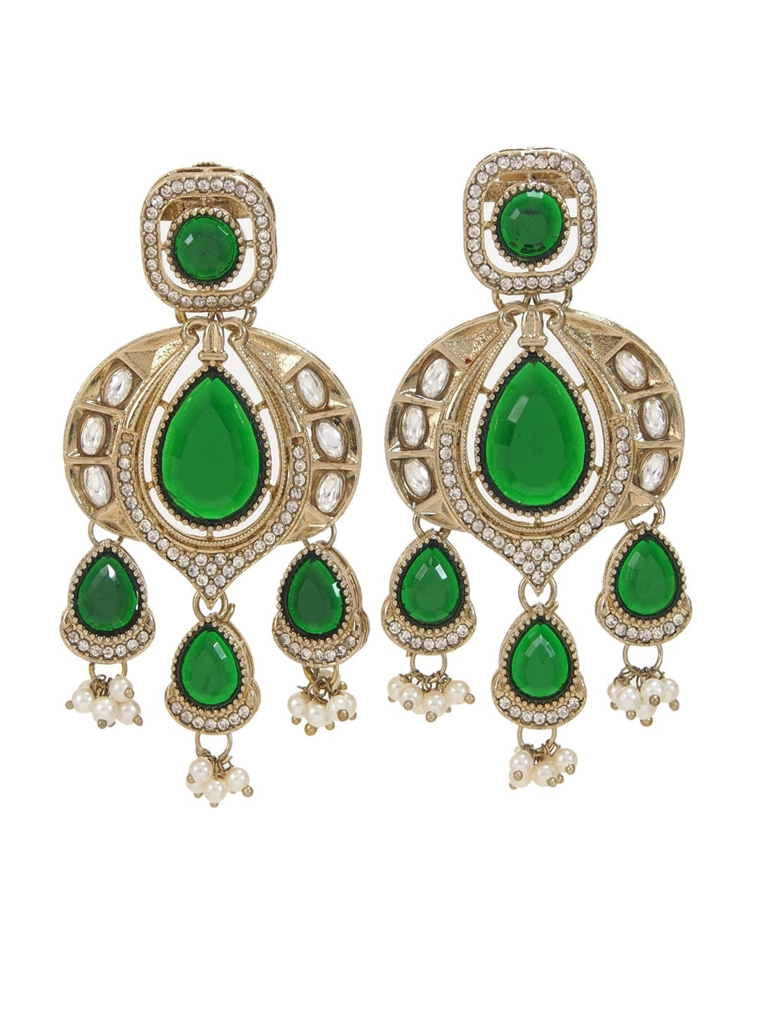 Traditional Chandbali Earrings with Pearl Drops