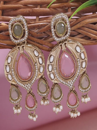 Traditional Chandbali Earrings with Pearl Drops
