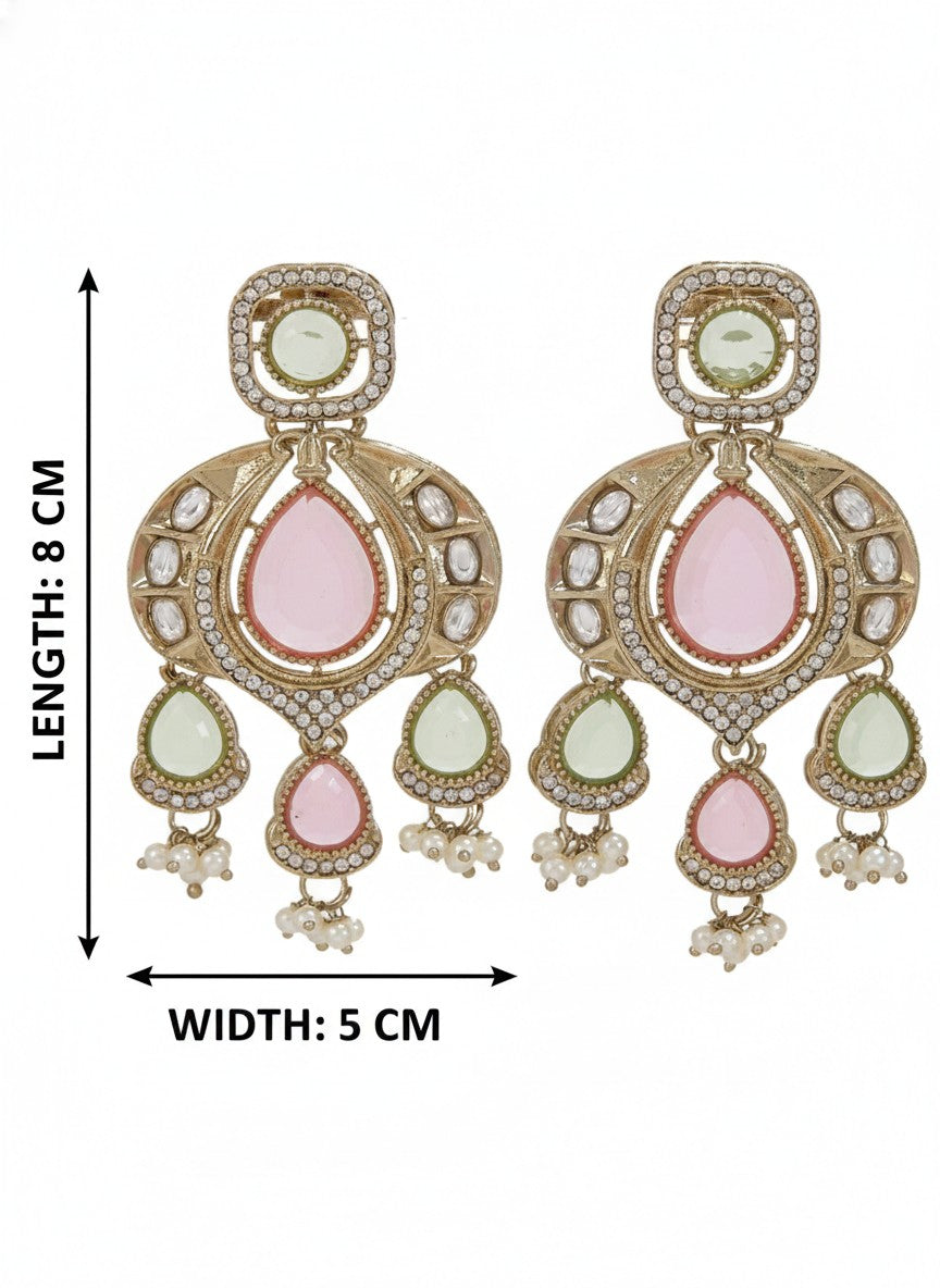 Traditional Chandbali Earrings with Pearl Drops