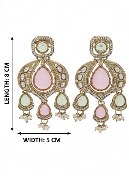 Traditional Chandbali Earrings with Pearl Drops