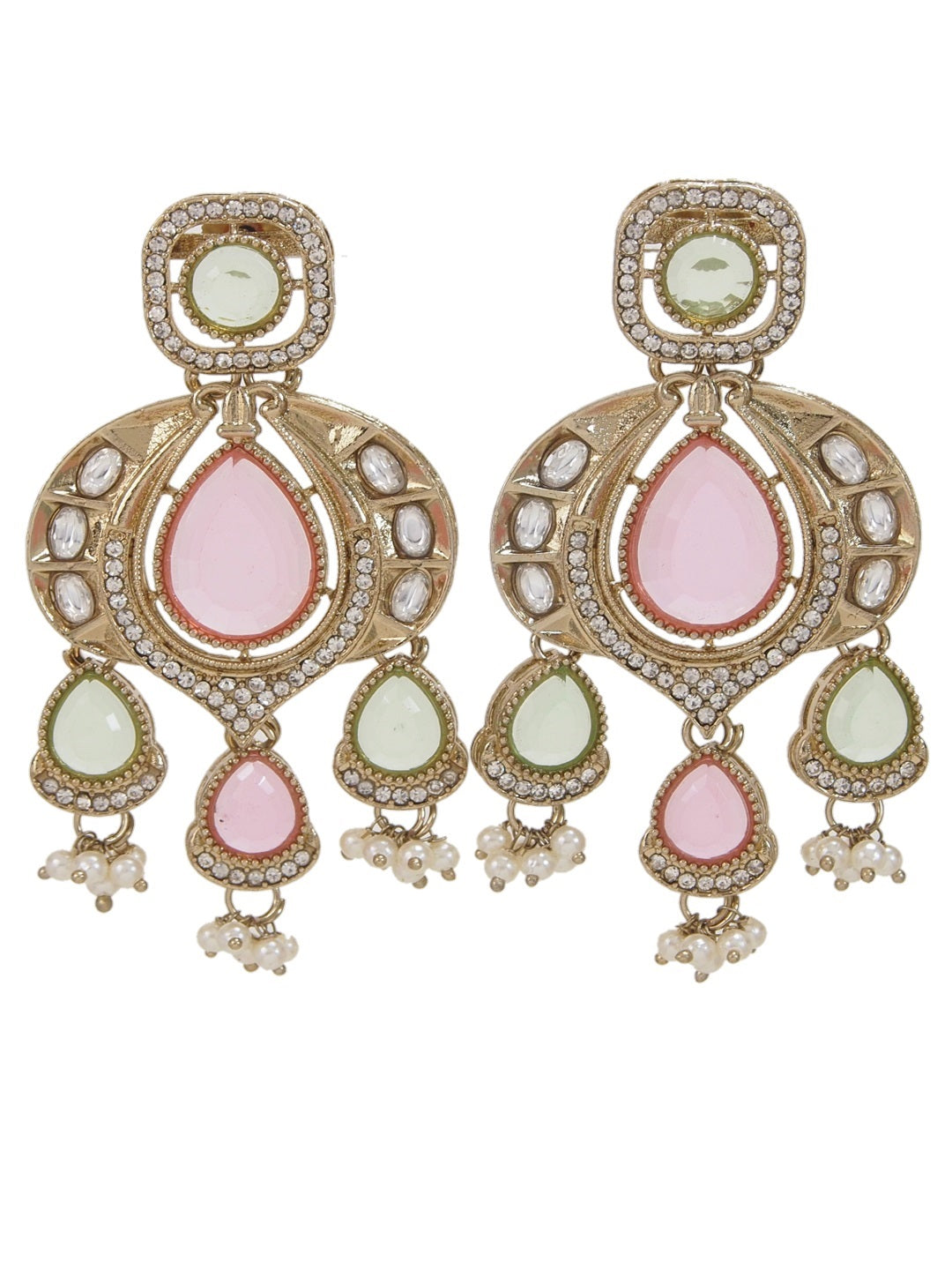 Traditional Chandbali Earrings with Pearl Drops