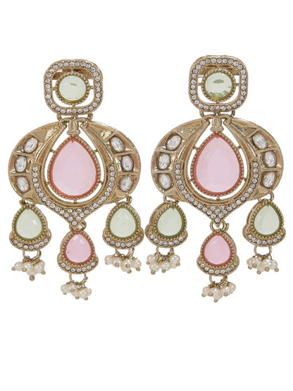 Traditional Chandbali Earrings with Pearl Drops