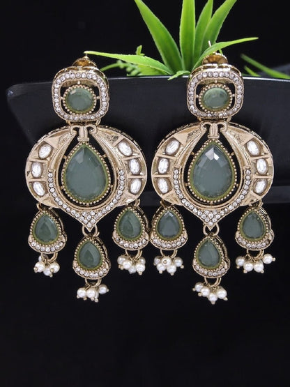 Traditional Chandbali Earrings with Pearl Drops