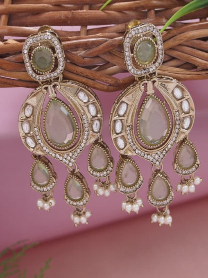 Traditional Chandbali Earrings with Pearl Drops