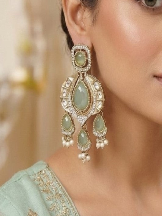 Traditional Chandbali Earrings with Pearl Drops