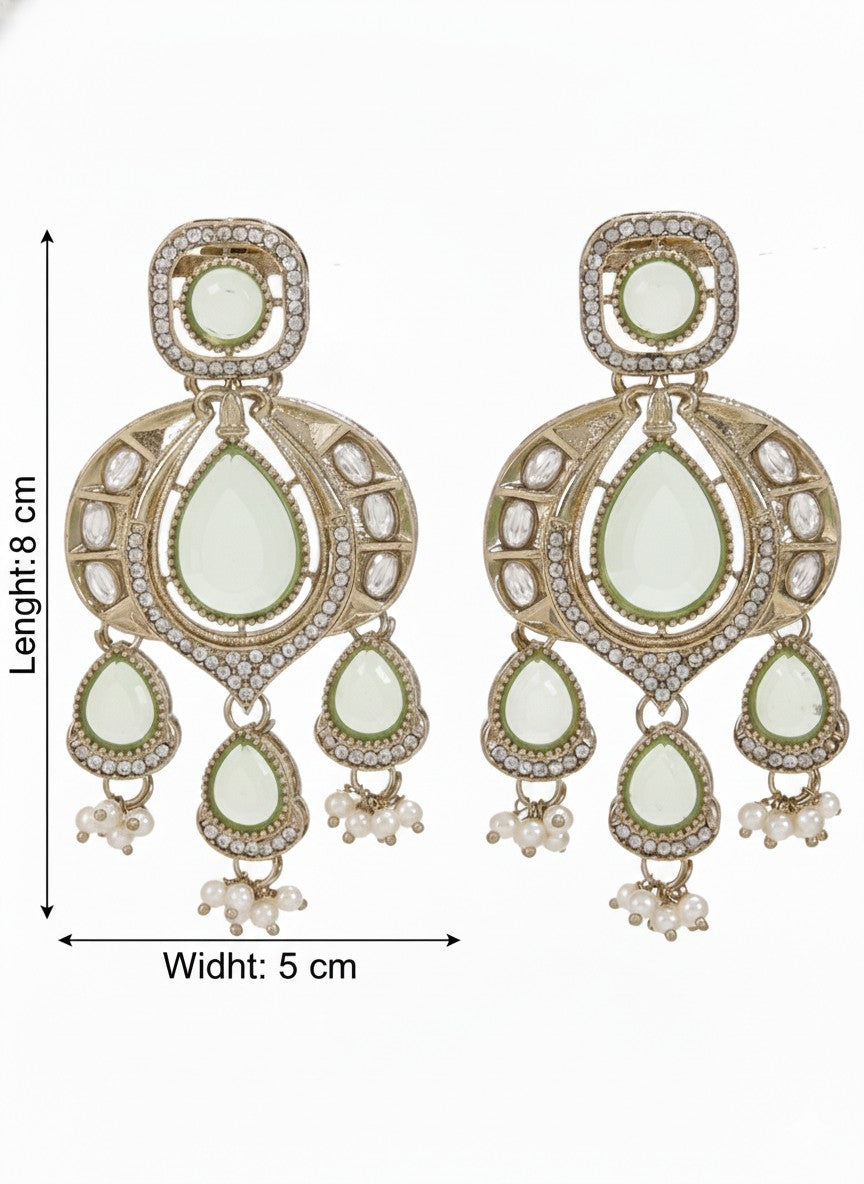 Traditional Chandbali Earrings with Pearl Drops