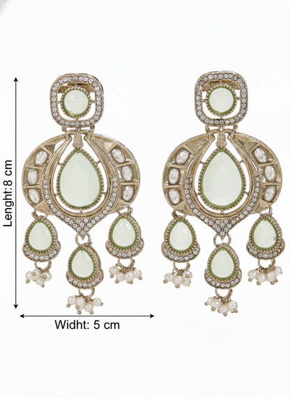 Traditional Chandbali Earrings with Pearl Drops