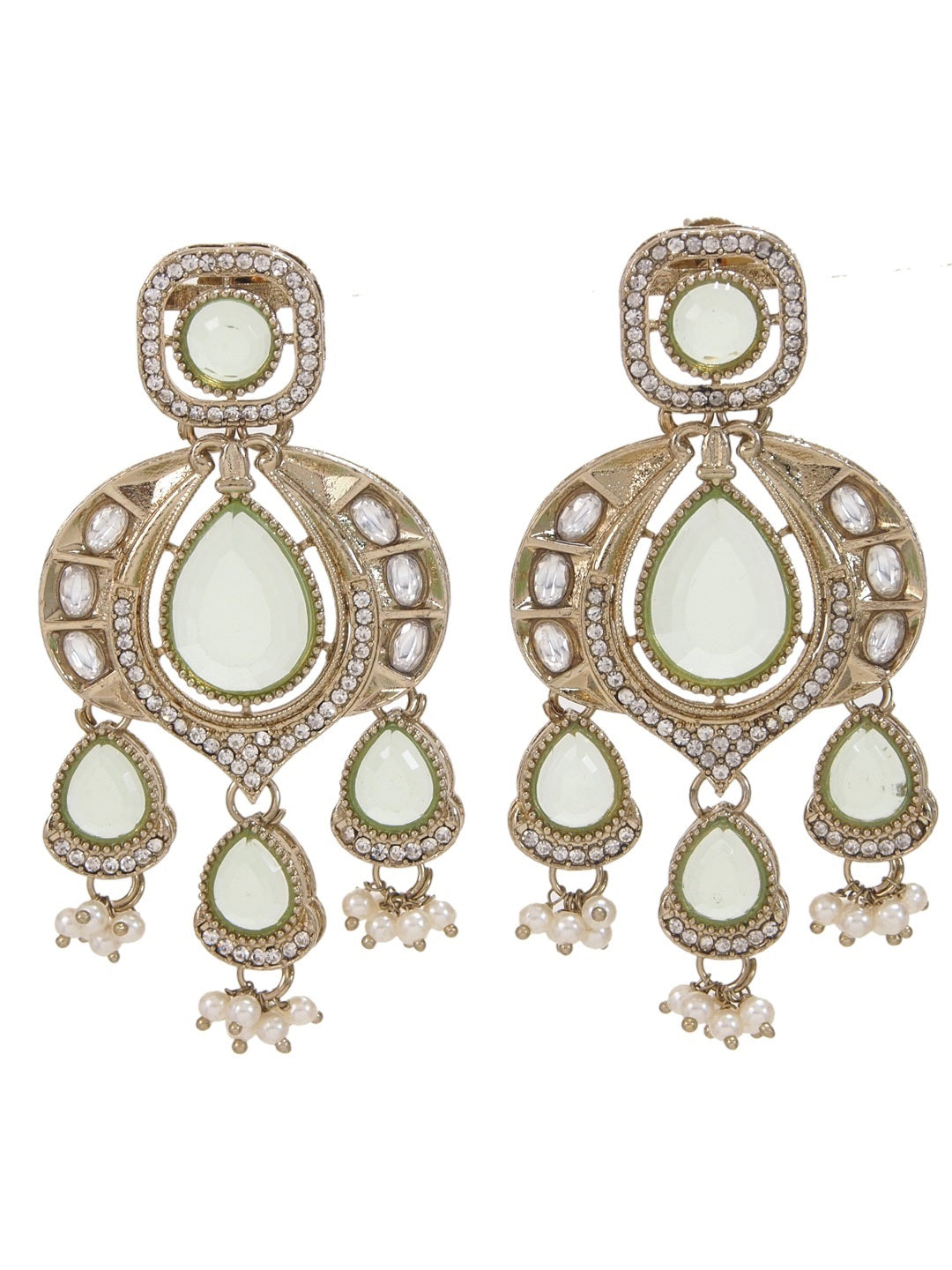 Traditional Chandbali Earrings with Pearl Drops