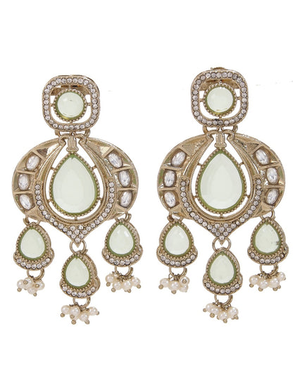 Traditional Chandbali Earrings with Pearl Drops