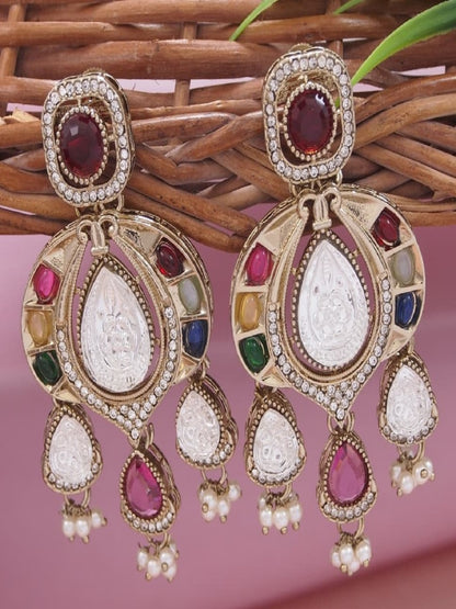 Traditional Chandbali Earrings with Pearl Drops