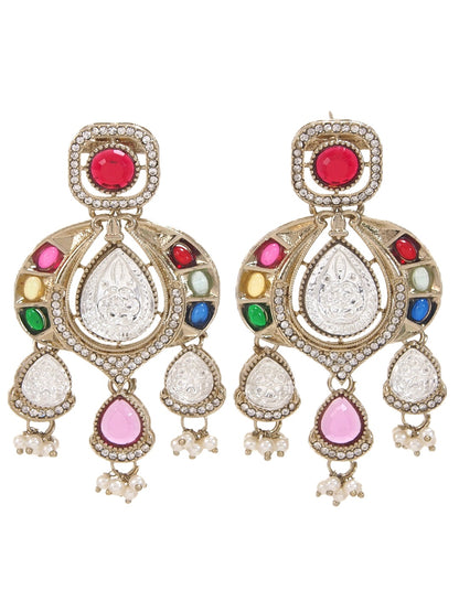 Traditional Chandbali Earrings with Pearl Drops