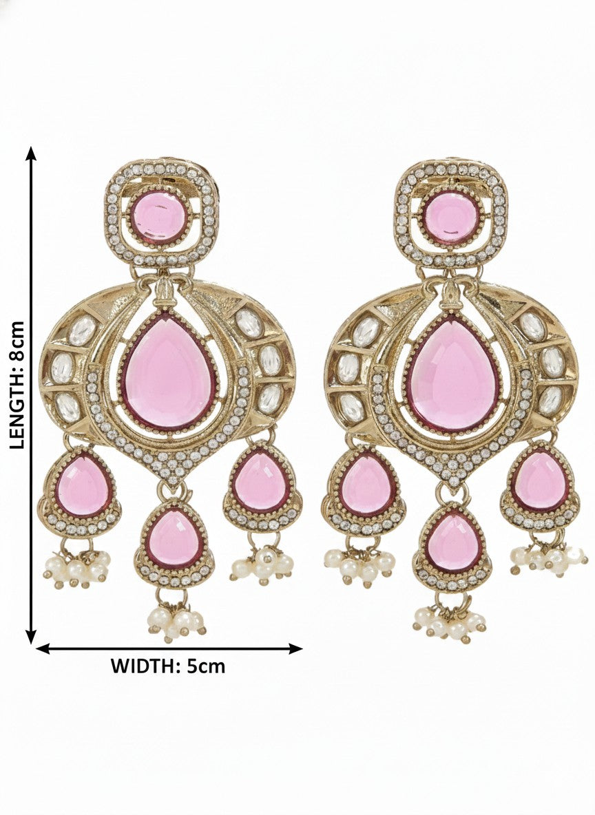 Traditional Chandbali Earrings with Pearl Drops