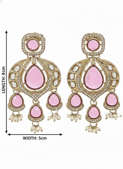 Traditional Chandbali Earrings with Pearl Drops