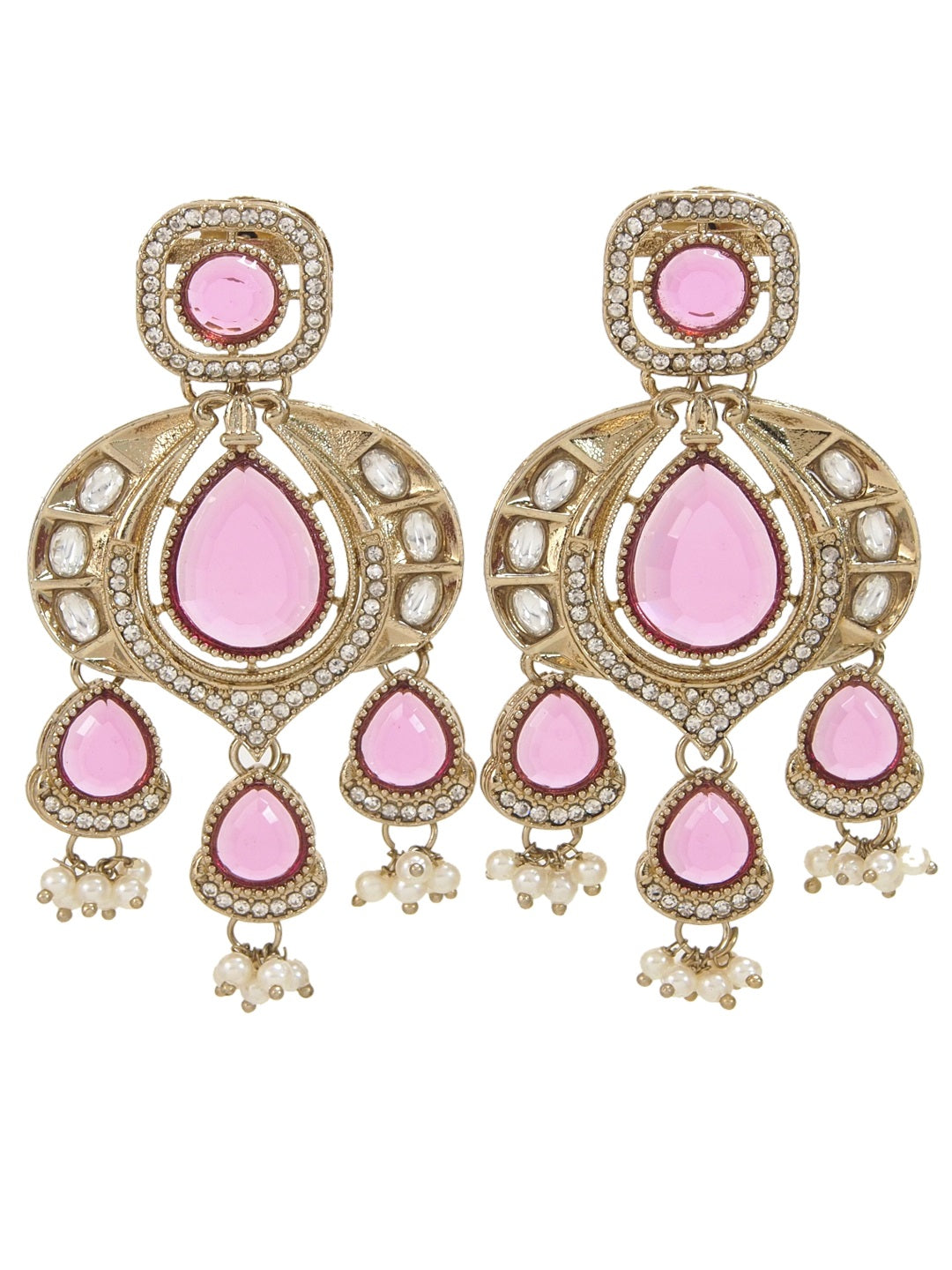 Traditional Chandbali Earrings with Pearl Drops