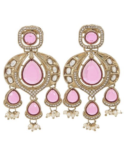 Traditional Chandbali Earrings with Pearl Drops