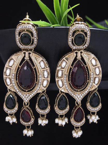 Traditional Chandbali Earrings with Pearl Drops