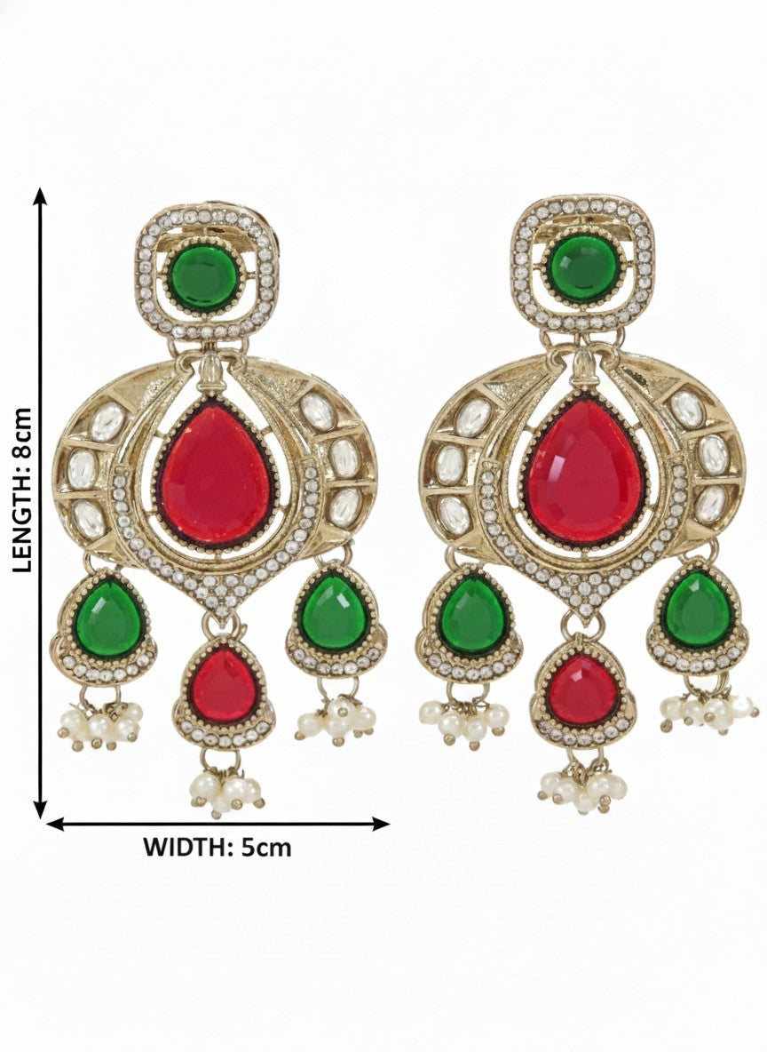 Traditional Chandbali Earrings with Pearl Drops
