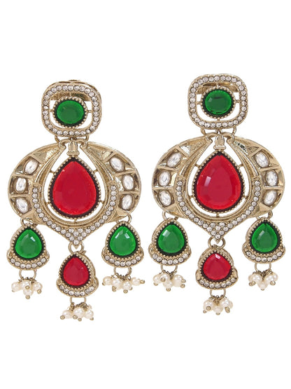 Traditional Chandbali Earrings with Pearl Drops