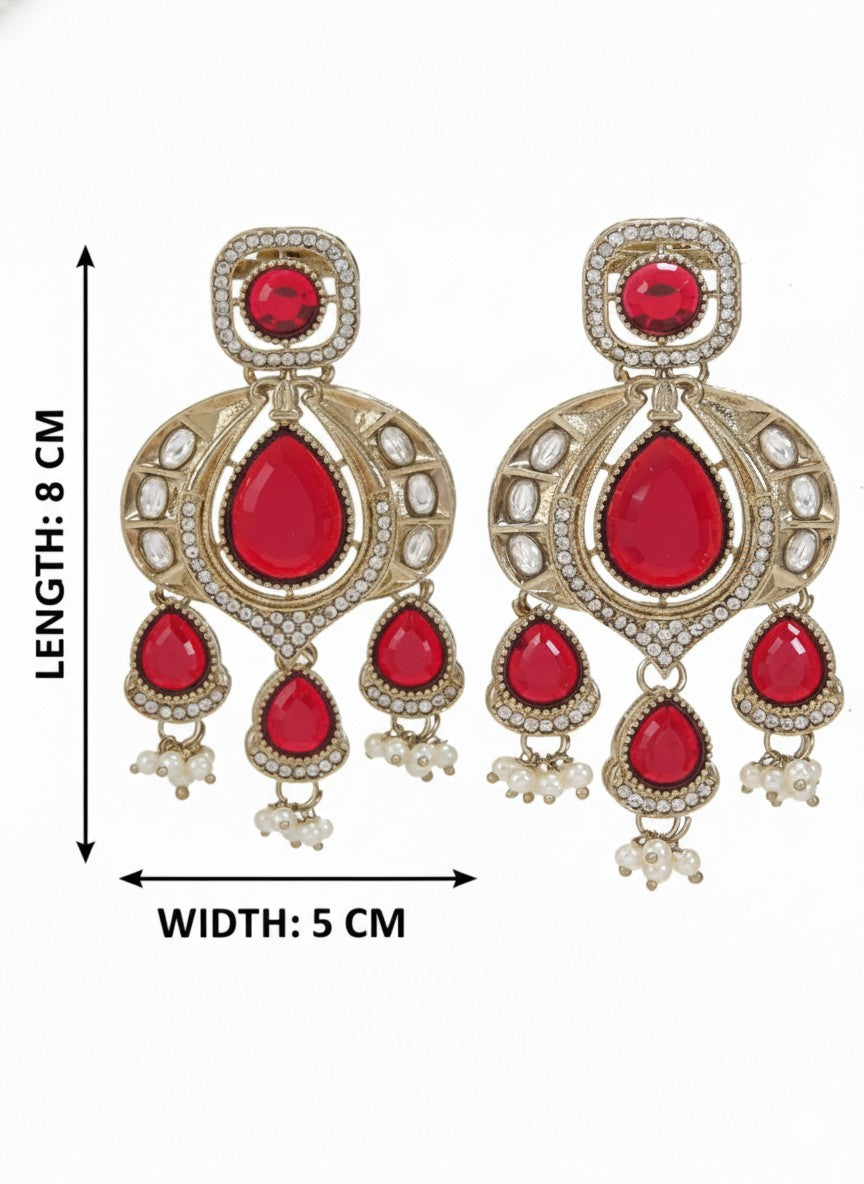 Traditional Chandbali Earrings with Pearl Drops