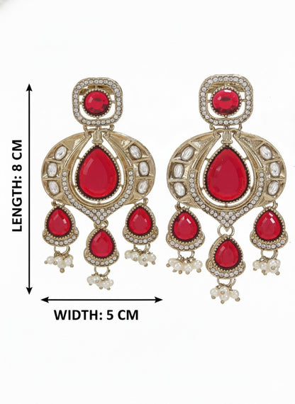 Traditional Chandbali Earrings with Pearl Drops