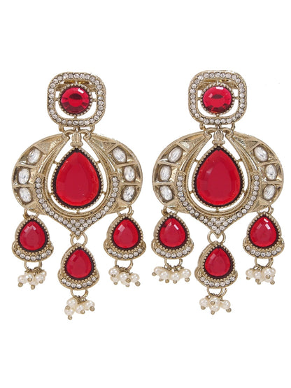 Traditional Chandbali Earrings with Pearl Drops