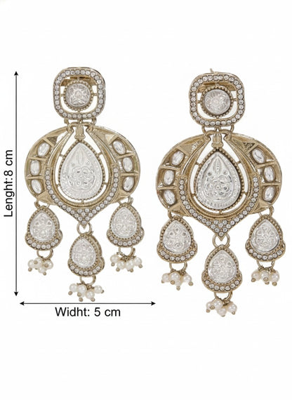 Traditional Chandbali Earrings with Pearl Drops