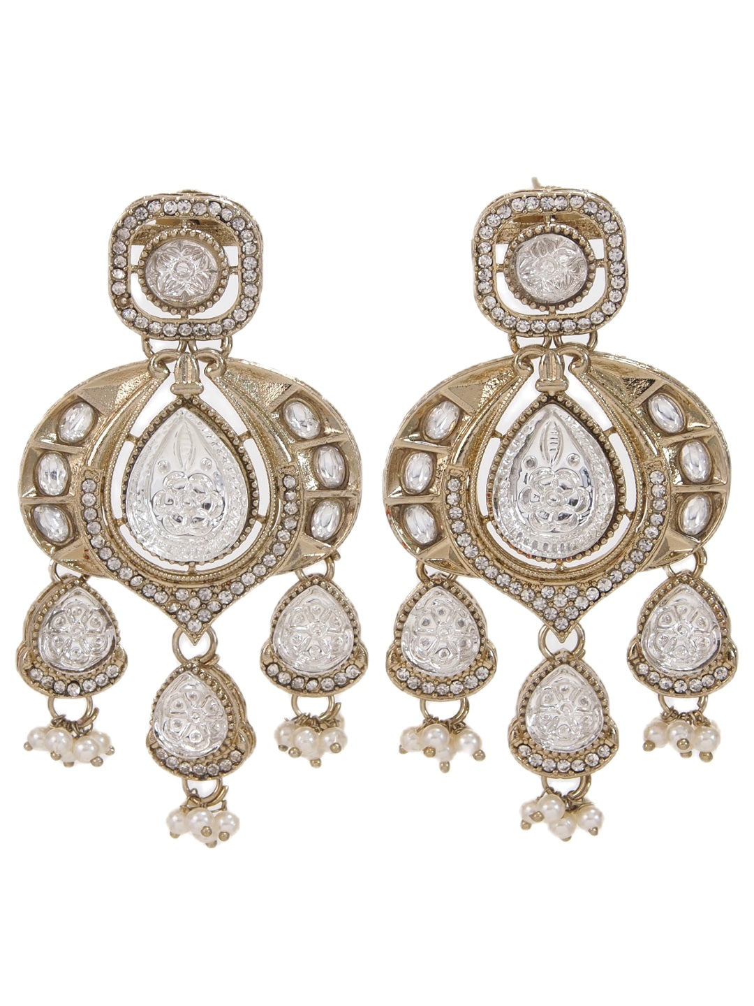 Traditional Chandbali Earrings with Pearl Drops