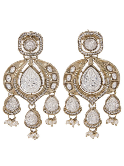 Traditional Chandbali Earrings with Pearl Drops