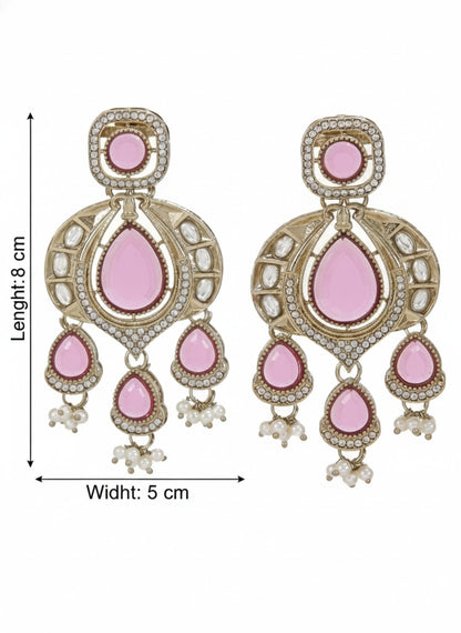 Traditional Chandbali Earrings with Pearl Drops