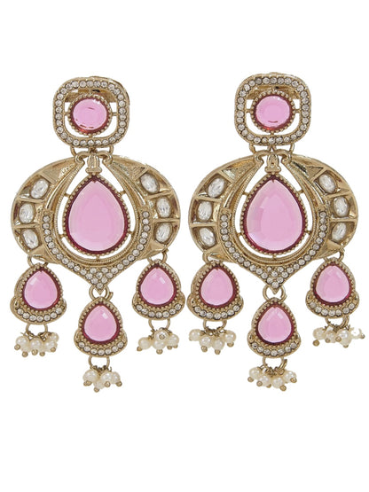 Traditional Chandbali Earrings with Pearl Drops
