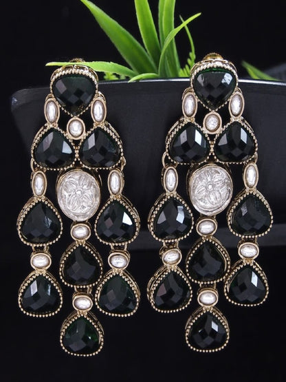 Ethnic Multi Stone & Kundan Style Statement Earrings