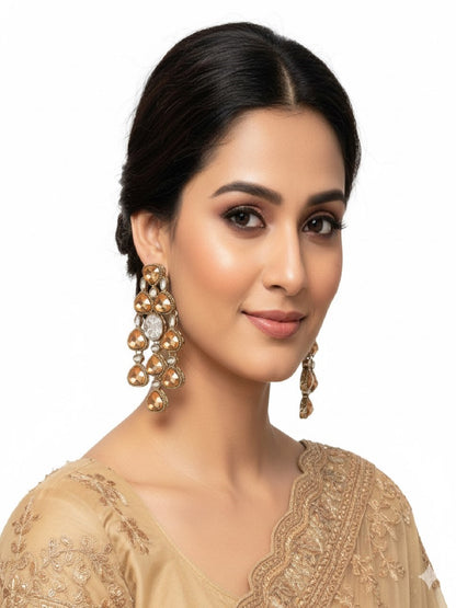 Ethnic Multi Stone & Kundan Style Statement Earrings