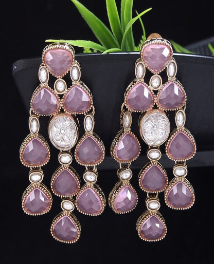 Ethnic Multi Stone & Kundan Style Statement Earrings