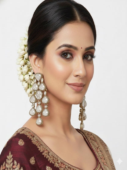 Ethnic Multi Stone & Kundan Style Statement Earrings