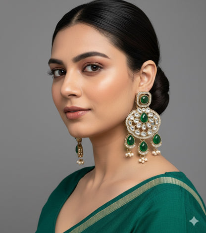 Traditional Wedding-Style Multi Stone Pearl Drop Earrings